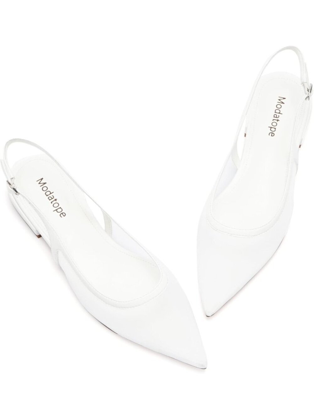 Women's White Mesh Slingback Flats Pointed Toe Classic Sandals Buckle Shoes